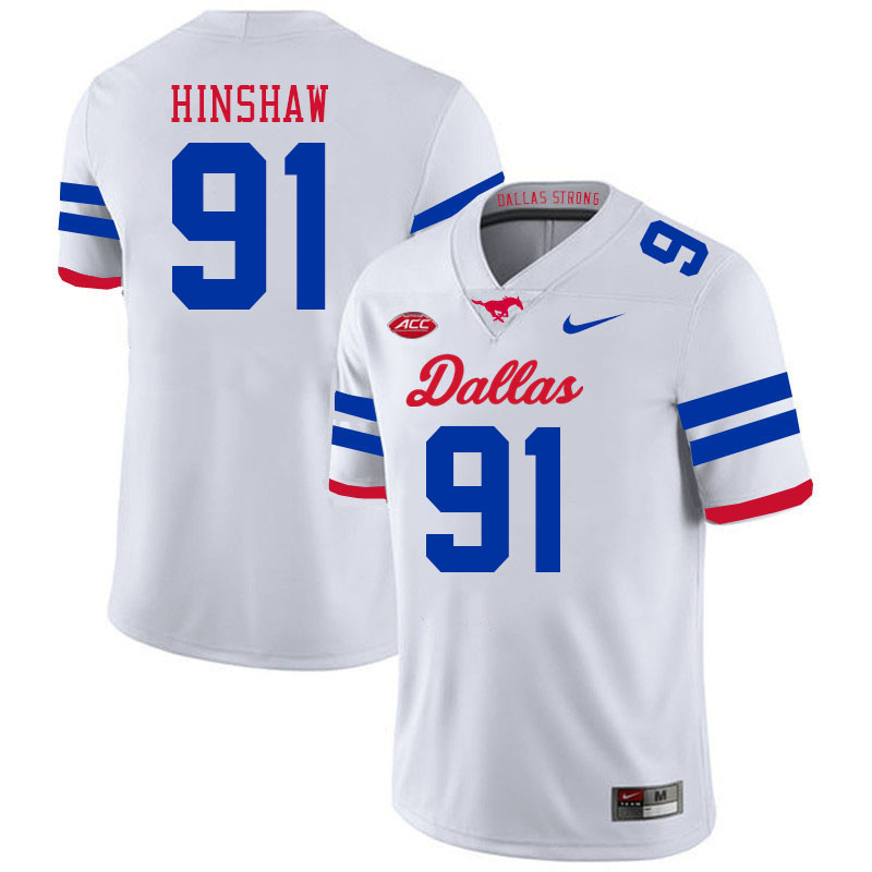 SMU Mustangs #91 Dylan Hinshaw College Football Jerseys Stitched Sale-Alternate White
